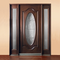 Porte d'entrée en bois avec inserts en verre ovales modernes personnalisés pour maison, appartement, villa