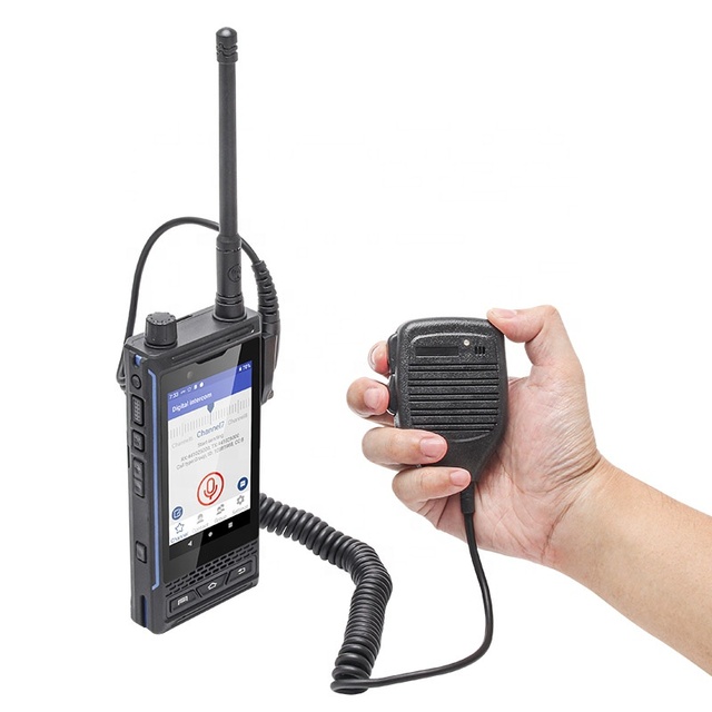 UNIWA P4 4G LTE DMR Walkie Talkie Smartphone: Digital UHF PTT  with Handheld Microphone