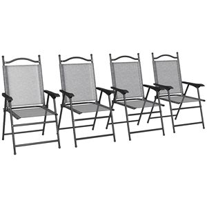 DB pour Offre Spéciale Lot de 4 chaises de patio pliantes Siège en tissu maillé respirant avec accoudoirs pour adultes Camping et voyage - Product Image 1