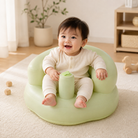 Siège de sol gonflable imperméable pour bébé avec pompe intégrée, chaise 2-en-1 pour l'alimentation et le bain, canapé vert pour nourrissons de 3 à 36 mois