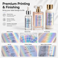 Étiquettes personnalisées imperméables pour petits flacons cosmétiques, autocollants holographiques à forte adhérence pour l'emballage des soins de la peau, des huiles essentielles et des parfums