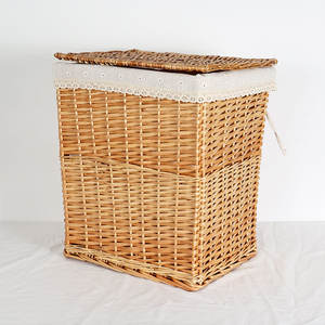 Cesto Grande Cuadrado de Mimbre Natural para Ropa Sucia con Tapa, Estilo Rústico, para Dormitorio, Hotel, Baño, Balcón, Lavandería - Product Image 6