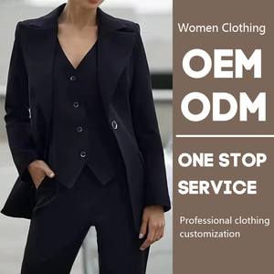Fabricantes de Ropa para <span class=keywords><strong>Mujer</strong></span>, <span class=keywords><strong>Traje</strong></span> Formal de Oficina para <span class=keywords><strong>Mujer</strong></span>, Chaqueta, Pantalones y <span class=keywords><strong>Chaleco</strong></span> a Medida, Conjunto de Tres Piezas Negro para <span class=keywords><strong>Mujer</strong></span> - Product Image 1