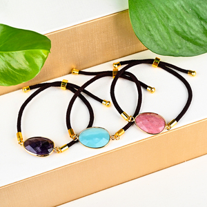 สร้อยข้อมืออเมทิสต์ทรงรีคริสตัลธรรมชาติขัดเงาปรับความยาวได้ - Product Image 6