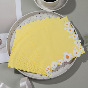 Printed Daisy Paper Napkins 330mm X 330mm For Birthday Parties And Events - Product Image 2