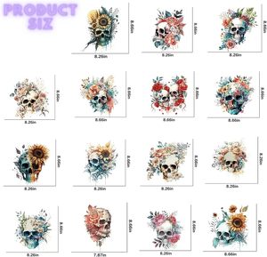 Vinilo Termoadhesivo Sublimable Wezdopu con Diseño de Calavera y Flores Estilo Gótico Punk, Ecológico y Resistente a los Rayos <span class=keywords><strong>UV</strong></span> para Impresión, 15 Piezas - Product Image 4