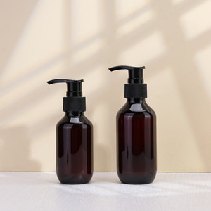 Brown PET <b>Shampoo</b> Bottle 100ml 130ml With Pump Travel Size For Daily Chemical Packaging - Product Image 3