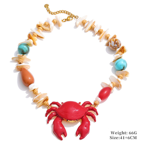 Xy 3405 Thời Trang Đại Dương Phong Cách Trang Sức Mới Handmade <span class=keywords><strong>Shell</strong></span> Acrylic Nhựa Đá Quý Cua Đỏ Tôm Hùm Mặt Dây Chuyền Vòng Cổ - Product Image 3