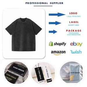 High Quality Heavyweight 240gsm Cotton Vintage Acid Washed T Shirt Custom <b>Logo</b> Oversized Streetwear Graphic Tee Top - Product Image 6