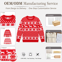Pull de Noël OEM pour femme, motif renne et flocon de neige personnalisé, tricoté, col rond, coupe ample, haut de fête