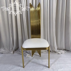 Sedie per Matrimoni Dorate Lucide, Arredamento per Eventi con Cuscini in Velluto, Mobili in Vendita - Product Image 2