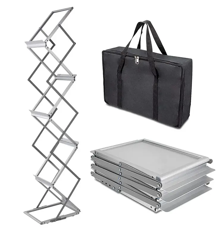MERIS Literature Catalog Rack Foldable Magazine Brochure Display Rack Stand with Portable Oxford Bag for Office Store