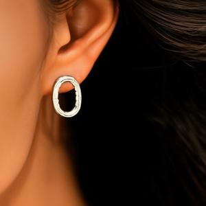 Boucles d'oreilles tendance en acier inoxydable 316L plaqué or PVD, durables et résistantes, forme ovale - Product Image 3