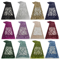 Tissu en polyester 100 % tissé, écologique, à motifs de perles, de sequins et de dentelle brodée, nouveauté en gros, provenance directe usine