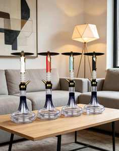 Chicha moderne en verre avec tige métallique, pipe à eau portable, base transparente, pour salon et soirées - Product Image 2