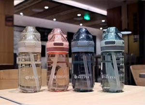 Hot Sale 650ml Portable Handy Cup Silicone Handle <b>Plastic</b> <b>Drinking</b> Water Bottle With <b>Straw</b> for Students Pregnant Women - Product Image 2