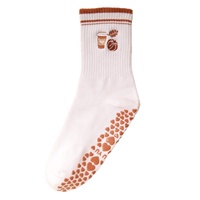 Chaussettes Pilates antidérapantes personnalisables-Design à rayures blanches, coton peigné, longueur d'équipage (quantité minimale de commande bas, usine directe)