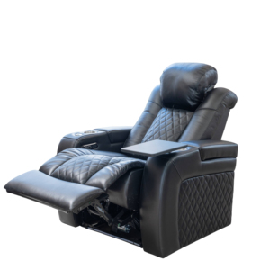 Fauteuil inclinable moderne de luxe en cuir véritable avec éclairage LED, structure en bois, fonctions intelligentes et tissu L4504 - Product Image 1