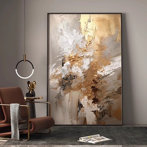 Оптовая продажа, 100% ручная роспись, украшение для гостиной, золотая фольга, абстрактный пейзаж, настенное искусство, ручная роспись, пейзаж, картина маслом - Product Image 1