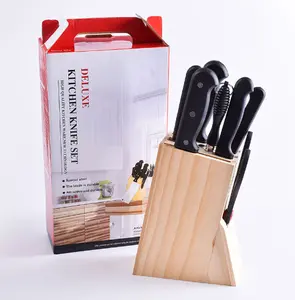Japon iş hediye mutfak 7 adet bıçak aracı mutfak bıçağı ahşap blok paslanmaz çelik mutfak bıçakları seti