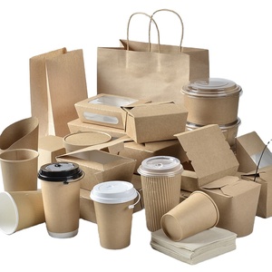 Ristoranti riciclabili servizio di consegna cibo contenitore secchi impilabili marrone Mini scatole da asporto cinesi - Product Image 1