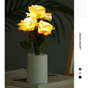 Lampe de table LED en forme de rose artificielle avec vase, rose en soie réaliste, lumière de <span class=keywords><strong>nuit</strong></span> blanc chaud pour chambre à coucher, mariage, décoration de <span class=keywords><strong>la</strong></span> maison, cadeau - Product Image 3