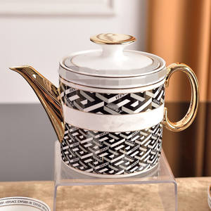 Service à thé de luxe en porcelaine blanche, 15 pièces, avec théière, tasses et soucoupes, coffret cadeau - Product Image 4