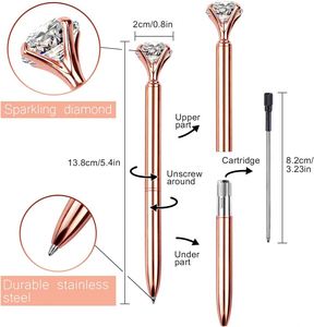 Custom Logo Printing Large Diamond Pens, Bling Wedding Crystal Metal Ballpoint Pens for Advertising Gift Creative Diamond Pen - Product Image 2