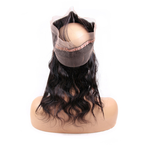 360 Cierre Peruano Onda del cuerpo Cierre de cabello humano Apple Girl Encaje suizo 100% Remy Línea de cabello natural con cabello de bebé - Product Image 6