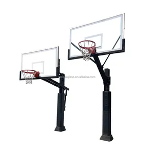 72''x42 inch USA Standard Fixed Inground Basketball Hoop With Pole 12mm Backboard