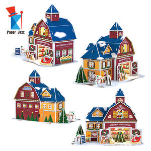 Maison <span class=keywords><strong>de</strong></span> <span class=keywords><strong>Village</strong></span> <span class=keywords><strong>de</strong></span> Noël pour enfants décoration et enseignement bricolage avec lumière LED chalet musical EPS mousse 3D Puzzle papier modèle jouet - Product Image 5