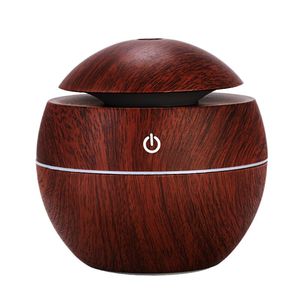 New Arrivals Portable Led Round Wood Grain 130ml <strong>Mini</strong> Humidifier <strong>Purifier</strong> Ultrasonic Aroma <strong>Diffuser</strong> air Humidifier for Home - Product Image 6