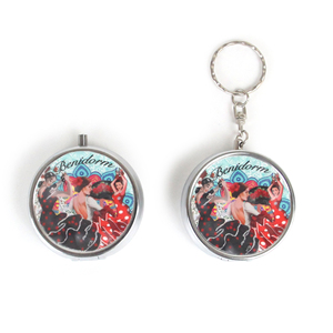 Ensemble porte-pilules rond en métal portable et cendrier de poche porte-clés, souvenir de Benidorm, boîte à comprimés à 3 compartiments, cadeau de voyage pour fumeur - Product Image 2
