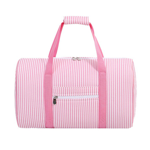 Sac de voyage en gros à rayures en seersucker, sac de <span class=keywords><strong>week</strong></span>-<span class=keywords><strong>end</strong></span> en gaze <span class=keywords><strong>bulle</strong></span> rayée, sac de sport léger pour la gym - Product Image 1