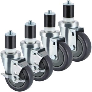 4inches Prep <strong>Table</strong> PU <strong>Wheel</strong> Caster, Expanding Stem Caster Fit 1-1/2" and 1-5/8" <strong>for</strong> Work <strong>Table</strong>/Cart/Kitchen Appliances/Workbench - Product Image 1