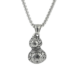 Yunnique – collier unisexe avec pendentif gourde en acier inoxydable, design avec symbole chinois, 19008 - Product Image 3