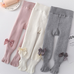Leggings chauds d'hiver pour filles, doux, doublés de molleton, avec nœud mignon, bébé, enfants, collants épais - Product Image 1