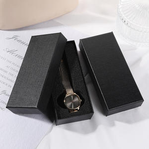 Black business lid and base paper cardboard box wrist watch package empty gift boxes With Foam insert pocket watch display case