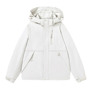 Men's Windproof Hooded <b>Jacket</b> Solid Color Outdoor Single Layer With Pocket Full Sleeve Workwear - Product Image 3