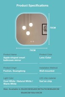 Espejo de Maquillaje Inteligente con Pantalla Táctil Personalizada, Montado en la Pared, IP44, Moderno, para Hoteles y Apartamentos, con Diseño Gráfico en Forma de Apple, Ecológico