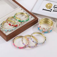 Gelang Manset Wanita CYNYA Motif Bunga Vintage Etnik Berlapis Emas dari Paduan Logam, Grosir, Label Pribadi