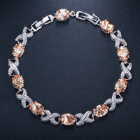 Pulseras chapadas en oro de 18K con piedras de zirconia para mujer, nuevo diseño