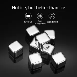 Bar Accessories Quick Cooling Metal Chilling Stones Stainless Steel 304 Portable Reusable Beer Drinks Ice Cube