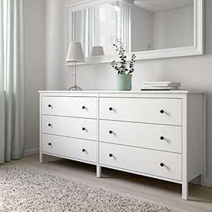 JIAMEIJIA <span class=keywords><strong>Commode</strong></span> de luxe <span class=keywords><strong>blanche</strong></span> à profil bas avec 3 tiroirs et boutons ronds noirs – Vente en gros - Product Image 3