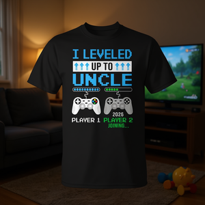 T-shirt de jeu vidéo « Leveled Up To Uncle 2026 » pour les futurs oncles - Product Image 3