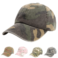 Gorra de Camuflaje Lavada, Gorras con Logotipo Personalizado, Gorras Deportivas para Hombre, Gorra de Béisbol Lisa de 6 Paneles de Alta Gama