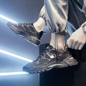 Chaussures de sport et de marche pour hommes, nouvelle collection printemps, avec empeigne en maille, semelle épaisse rehaussante, design bas, idéales pour la randonnée et les activités de plein air - Product Image 4