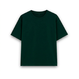 Camiseta verde personalizada, añade tu propio logotipo, camiseta de punto, ropa informal, longitud regular, estilo liso teñido, tejido transpirable. - Product Image 1