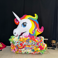 Panneau publicitaire gonflable tête de cheval de dessin animé pour fête foraine, mascotte géante cheval arc-en-ciel, accessoire mural gonflable