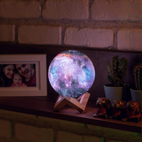 Lámpara LED de noche con estampado 3D de Luna, decoración para el hogar y el dormitorio, luz de mesa